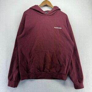 talentless Hoodie Men's Large Red Maroon Burgundy Blank Spellout Heavyweight USA